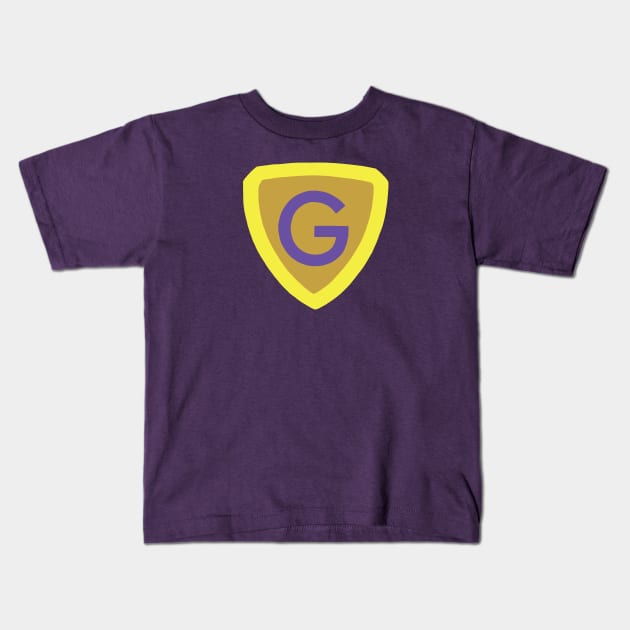 Super G Shield Kids T-Shirt by GreggSchigiel